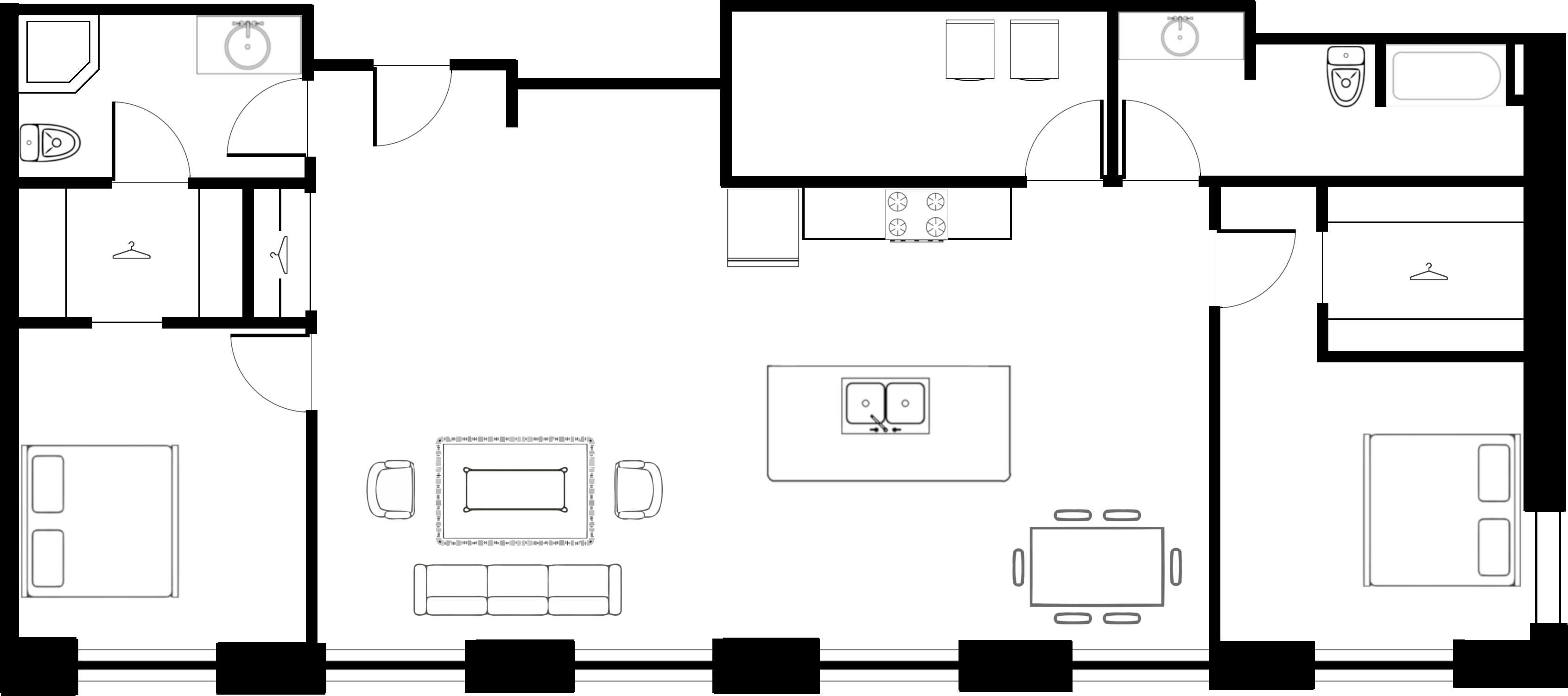 Floor plan for 2 beds, 2 baths, 1615 sqft